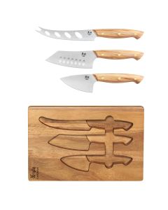 Cangshan 3-Piece OLIV Cheese Knife Set w/Acacia Cheese Board