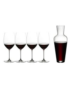 Riedel Veritas Cabernet/Merlot Glasses, Set of 4 + Mosel Decanter