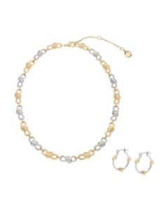 Steve Madden Vintage Knot Necklace & Earring Jewelry Set - Two Tone
