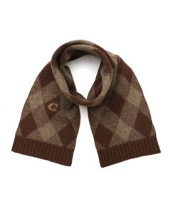 COACH Argyle Knit Muffler - Grey/Brown