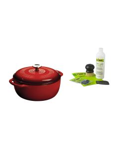 Lodge - 6 Qt Enamel Dutch Oven & Enamel Cast Iron Care Kit