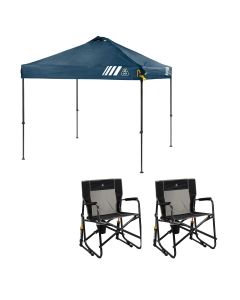 GCI Outdoor 2 Freestyle Rocker - Black & 1 LevrUp Canopy w/Carry Bag - Navy