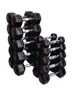 Body Solid  Rubber Dumbbell Set, 5-50 lb