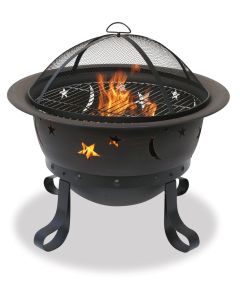 Mr. Bar-B-Q Endless Summer - Oil Rubbed Bronze Wood Burning Outdoor Fire Pit w/Stars & Moons