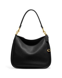 COACH Soft Pebbled Leather Cary Shoulder Bag - Black/Brass