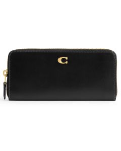 COACH Smooth Leather Essential Slim Accordion Zip Wallet - Black/Brass