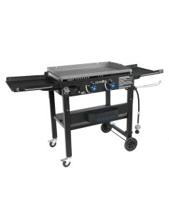 Razor 2-Burner Griddle w/Foldable Side Shelves (Includes Condiment Tray & Wind Guards)